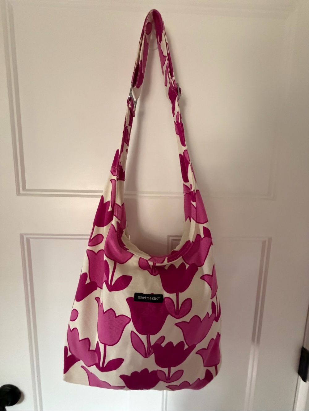 Vintage Marimekko Finnish Brand Pink Floral Shoulder Bag